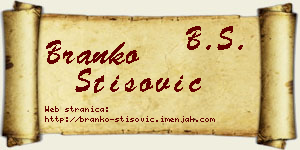 Branko Stišović vizit kartica